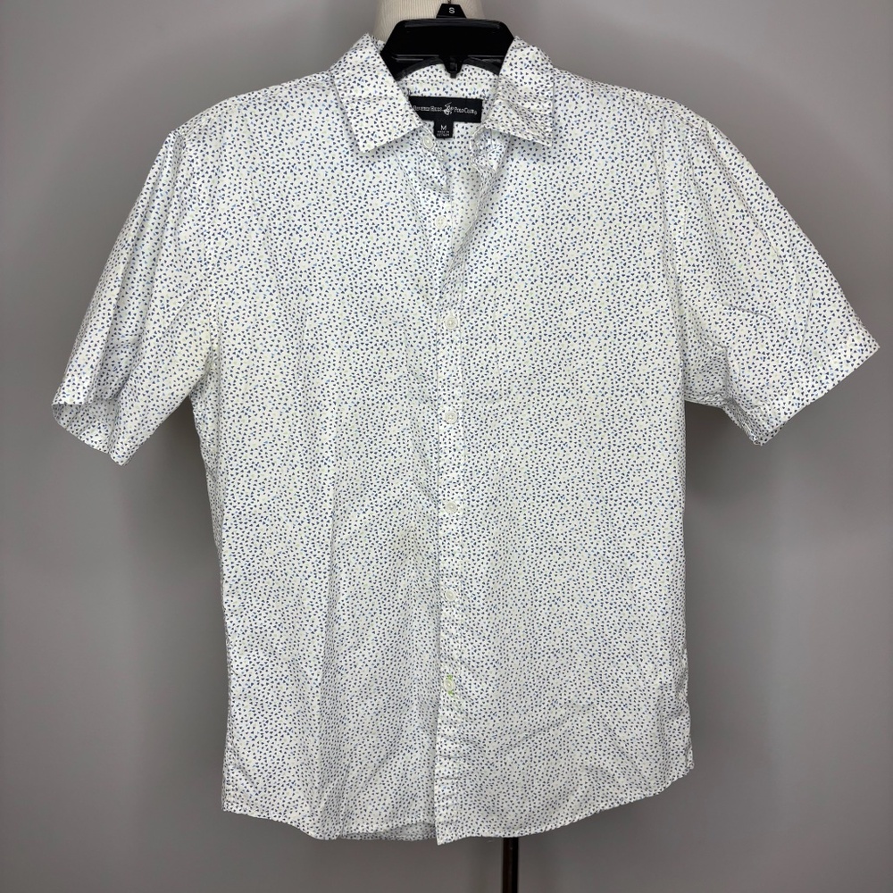 Beverly Hills - White Button Down Shirt with Blue Triangle Details